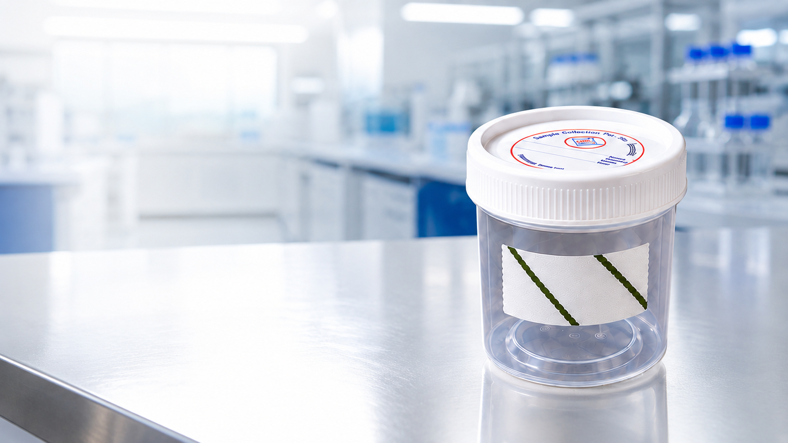 Samiko sterile 60 ml sample collection pot in a modern laboratory