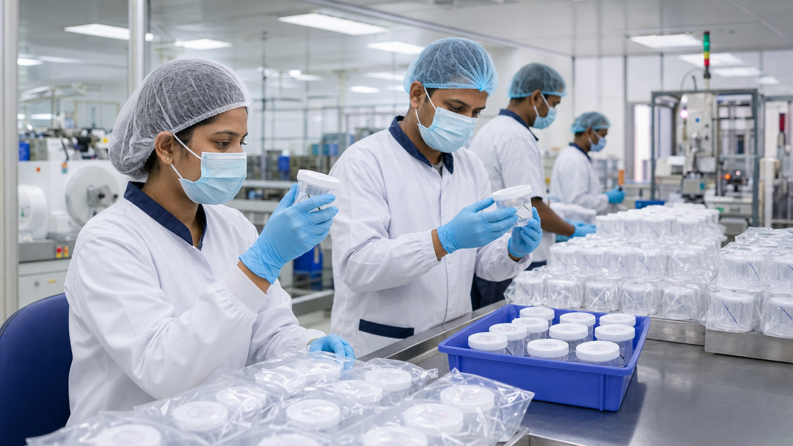 Quality inspection of sterile medical sample collection pots
