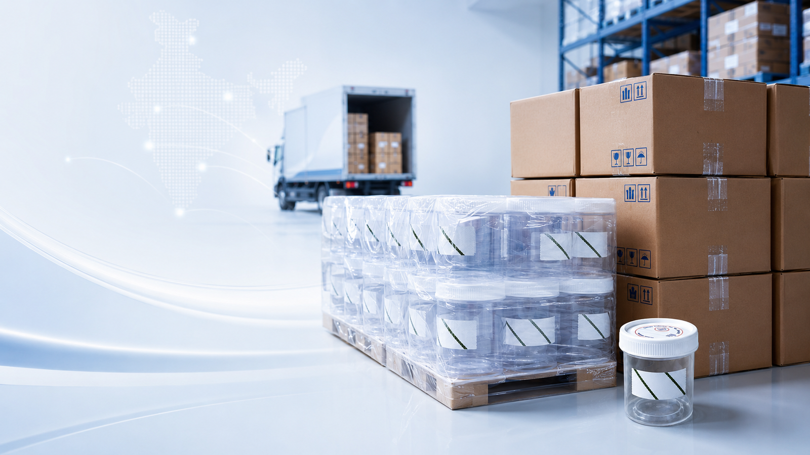 Bulk sterile sample collection pots prepared for Pan India delivery